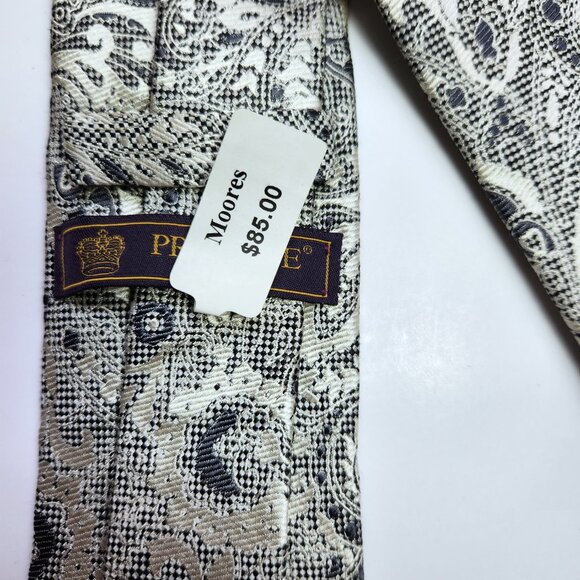 Principe Moores Men's Necktie 100 % Silk Silver and Grey 58" x 3" Italy New $85 - Picture 6 of 6